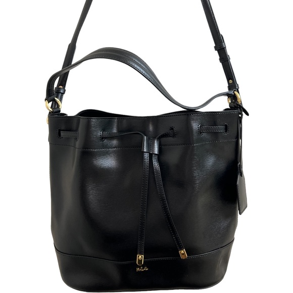Ralph Lauren Leather Drawstring bucket bag, black - Picture 1 of 8